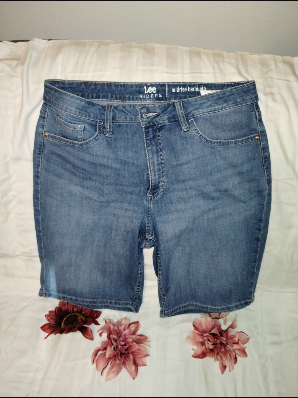 Lee Riders Midrise Bermuda Denim Shorts - Light Blue
